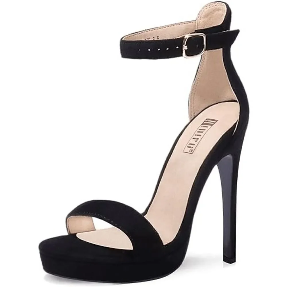 IDIFU Blue Suede NEW Stiletto High Heel size 9 Sandals Open toe Ankle Strap